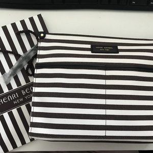 NEW Henri Bendel Striped Canvas Cosmetic Clutch
